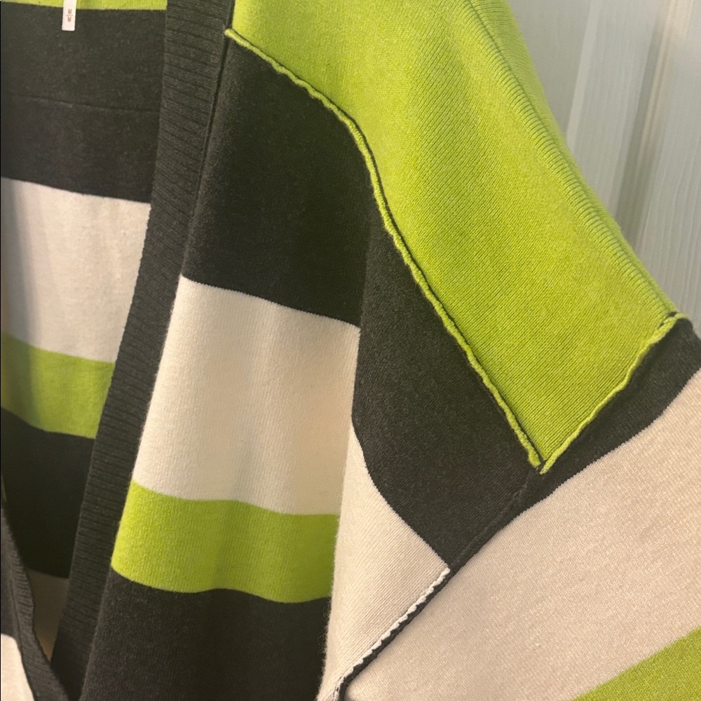 NWT Free People A League of Her Own Striped Cardigan in Carbon Lime, M - Picture 10 of 12
